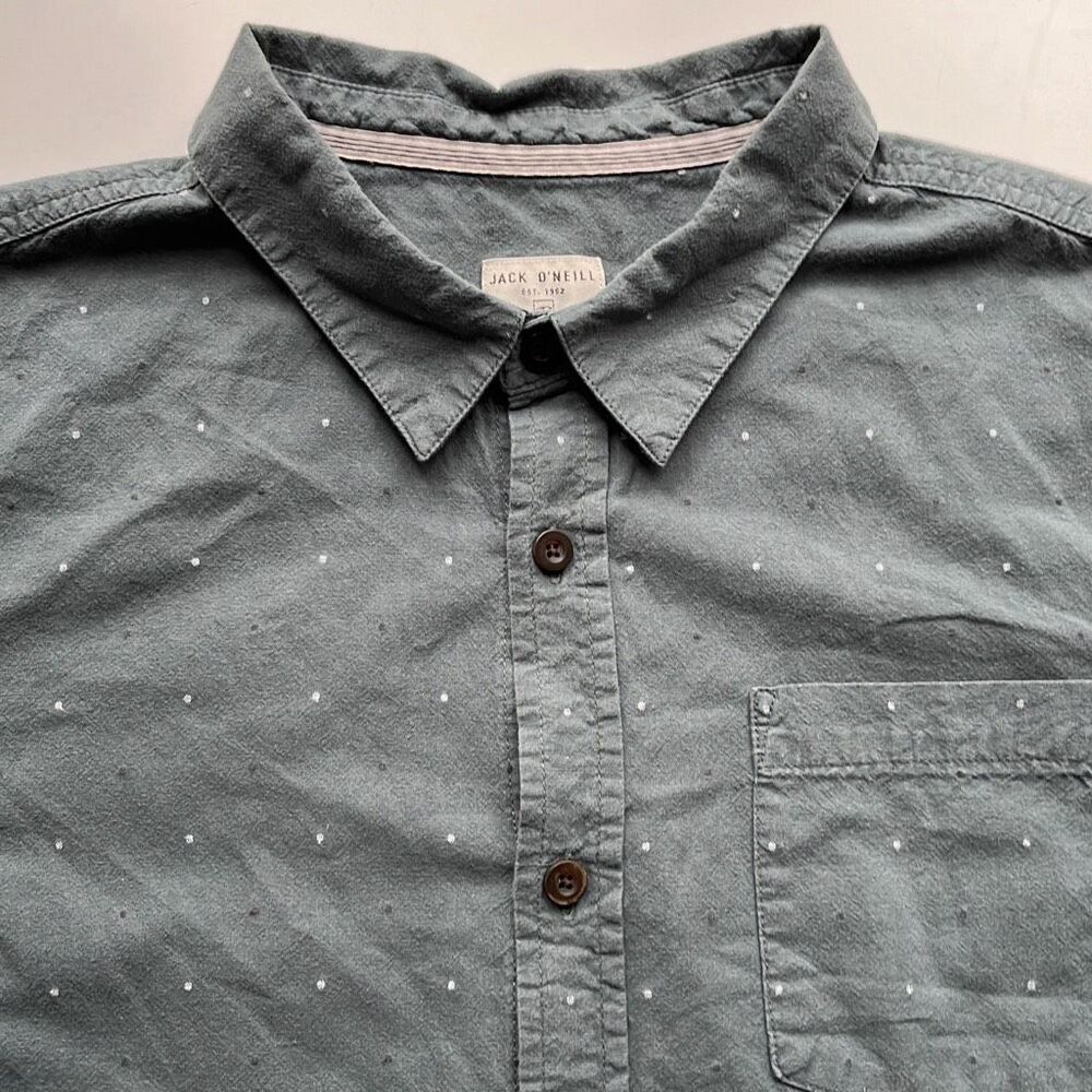 Jack O'Neill Cotton Green Short Sleeve Button Front Shirt Mens Large